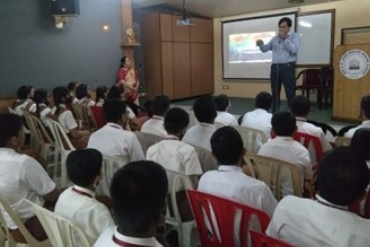 Students actively participating in an internal activity at AK Joshi State Board School, showcasing their creativity and talents in a vibrant and engaging environment.