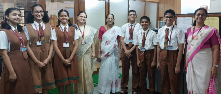 Student representatives of the School Parliament at AK Joshi State Board School actively engaged in a discussion, representing the student body and contributing to the school's democratic processes and decision-making.