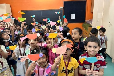 Students actively participating in an internal activity at AK Joshi State Board School, showcasing their creativity and talents in a vibrant and engaging environment.