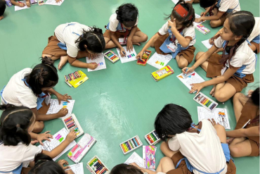 Students actively participating in an internal activity at AK Joshi State Board School, showcasing their creativity and talents in a vibrant and engaging environment.