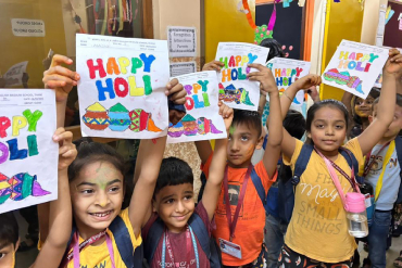 Students actively participating in an internal activity at AK Joshi State Board School, showcasing their creativity and talents in a vibrant and engaging environment.