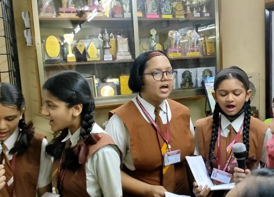 Students actively participating in an internal activity at AK Joshi State Board School, showcasing their creativity and talents in a vibrant and engaging environment.