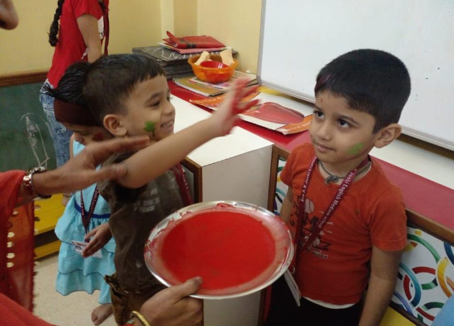 Students actively participating in an internal activity at AK Joshi State Board School, showcasing their creativity and talents in a vibrant and engaging environment.