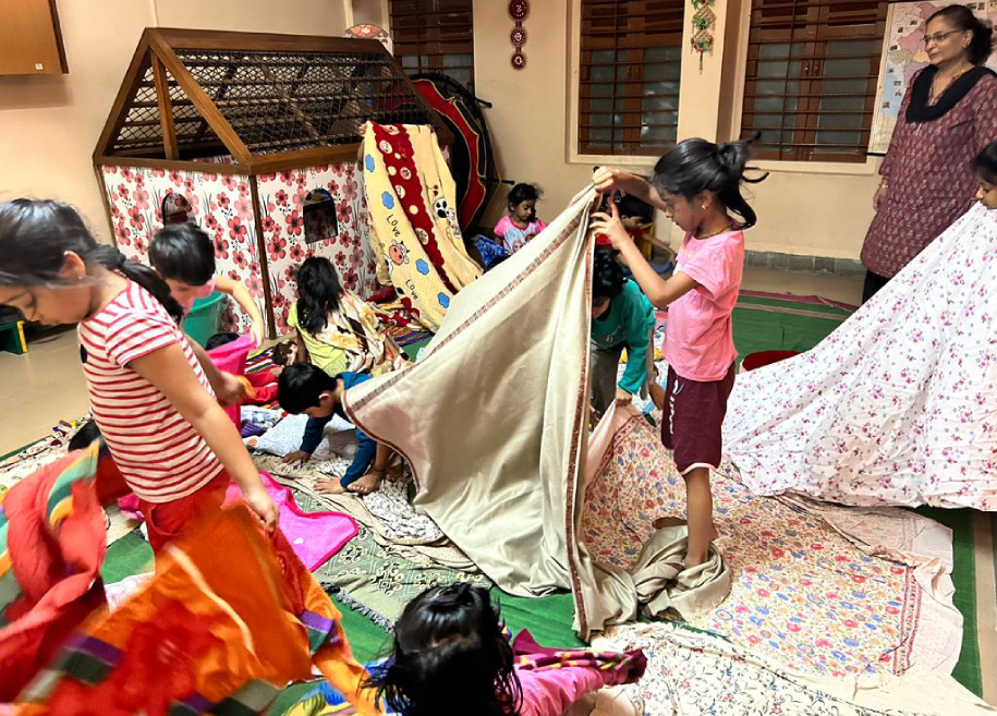 Students actively participating in an internal activity at AK Joshi State Board School, showcasing their creativity and talents in a vibrant and engaging environment.