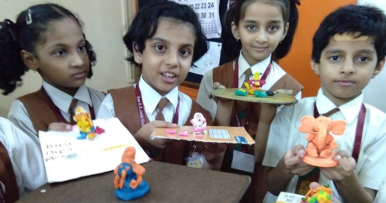 Students participating in an interactive club activity, showcasing their creativity and engagement in the learning process at AK Joshi State Board School in Thane, a leading CBSE school.